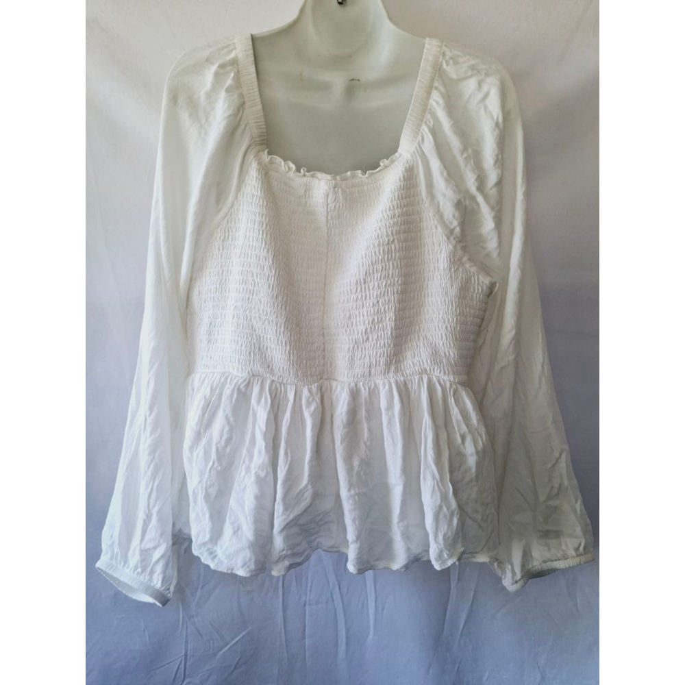 Torrid White Size 2X fairytale Renaissance smocked milkmaid cottage core blouse - Picture 6 of 8